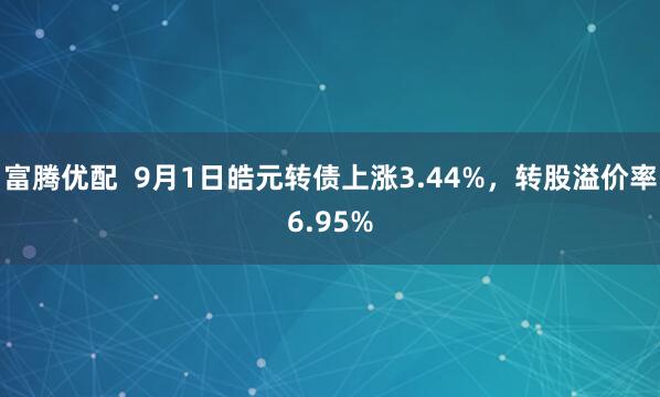 富腾优配  9月1日皓元转债上涨3.44%，转股溢价率6.95%